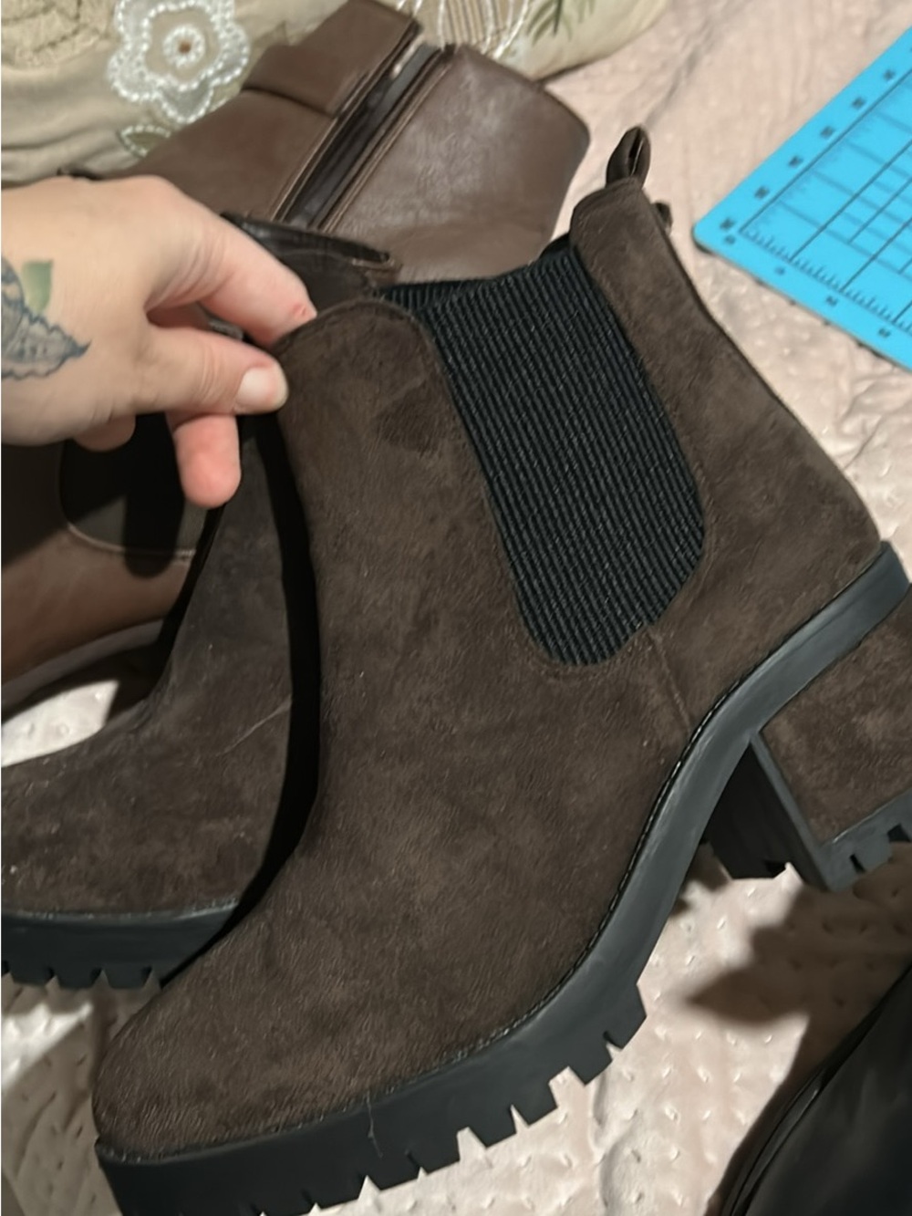 Seven Brown Suede Platform Chelsea Boots